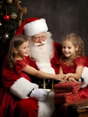 Fototapeta na wymiar children with santa clause