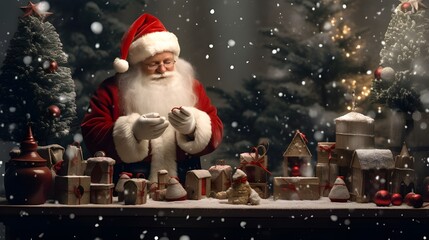 santa claus with christmas gifts