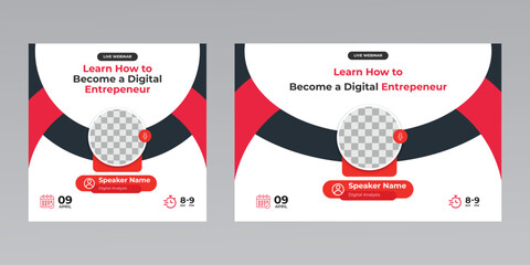 digital marketing business workshop live conference webinar invitation social media flyer poster template 