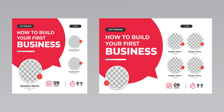 digital marketing business workshop live conference webinar invitation social media flyer poster template 