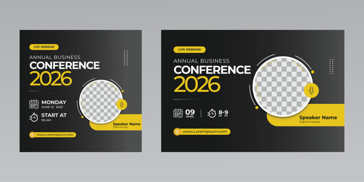 digital marketing business workshop live conference webinar invitation social media flyer poster template 