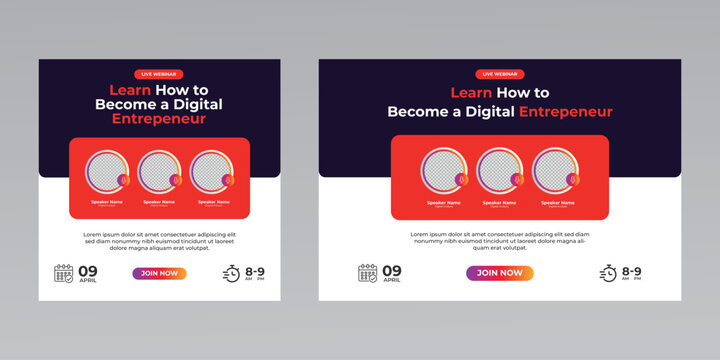 digital marketing business workshop live conference webinar invitation social media flyer poster template 