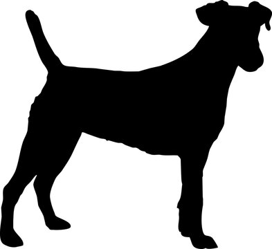Dog silhouette sign vector illustration. Black dog or wolf shape over white background. Protection concept. Vet clinics logo conceptual illustration