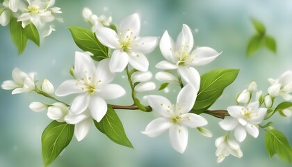 White jasmine. The branch delicate spring flowers. nature