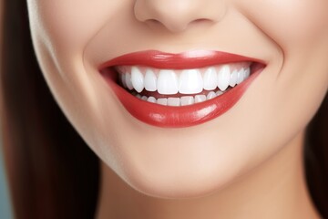 Fototapeta premium A smiling woman's face in close-up created with Generative AI technology