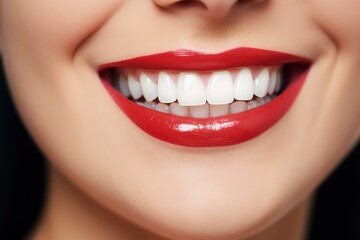 Fototapeta premium A woman's lips with vibrant red lipstick created with Generative AI technology