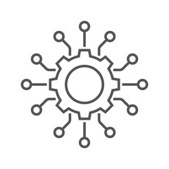 Data integration icon, framework or technology development, software or api. Thin line symbol on white background. Editable stroke. EPS 10