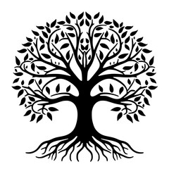 Tree with roots vector