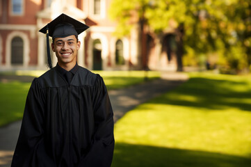 Happy young Hispanic man at a graduation ceremony created with Generative AI technology