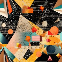 Math geometry science algebra mathematics futuristic art collage repeat pattern abstract