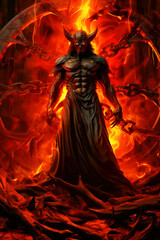 The Malevolent Reign: Evil Devil, Lord of Darkness, Commanding the Infernal Realms of Hell Generative AI