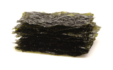 Thin sheets of dried and seasoned edible seaweed, kim, ingredient in Korean cuisine
