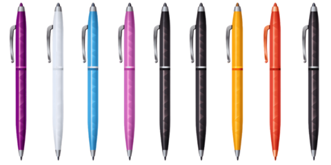 Set of pens isolated on transparent background