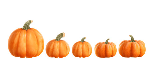 Obraz premium Set of pumpkins isolated on transparent background -