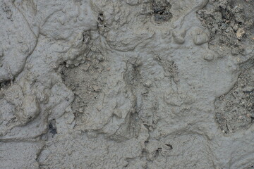 texture, wet, damp mud, gray after rain during the day on the road in the city
