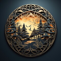 Christmas tree paper cut style high quality ai generated image