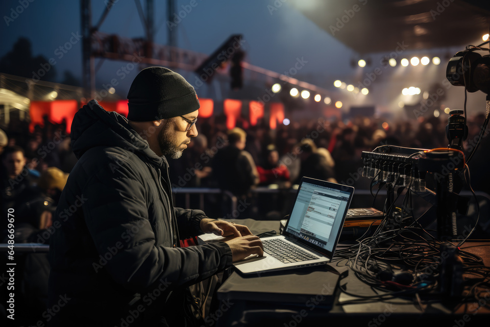 Poster a journalist reporting live from a major event using social media platforms to reach a global audien