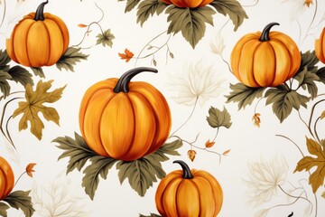 Pumpkin and Fall Floral Design, Cards, Thank you, Invitations, Announcements, Background, Wallpaper, Blank, White
