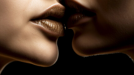 lesbian kiss close up