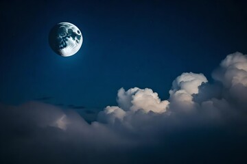 Naklejka na ściany i meble full moon over the clouds. AI Generative