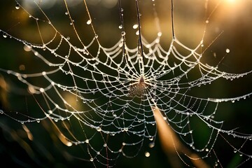 spider web with dew drops