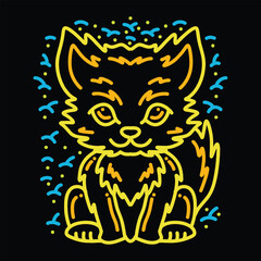 Premium Monoline Colorful Cute Fox Vector Graphic Design illustration Vintage style Emblem Symbol and Icon