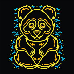 Obraz premium Premium Monoline Colorful Cute Panda Vector Graphic Design illustration Vintage style Emblem Symbol and Icon