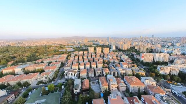 Time-lapse of Ankara skyline, as viewed from Atakule Tower, offers a captivating panorama of the Turkish capital. A blend of modern skyscrapers, historic landmarks, and the lush greenery of city parks