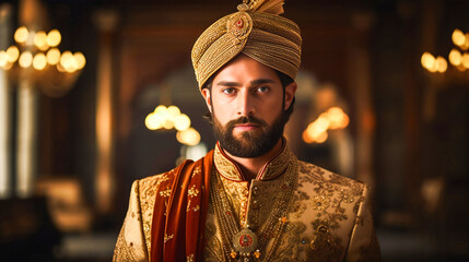 A Grooms In Sherwani A Symbol of Elegance and Tradition - obrazy, fototapety, plakaty