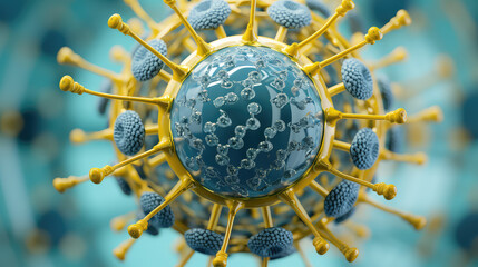 Viral cells balloons with spikes cluster. Organic covid virus floating in the air. 3d render illustration style.