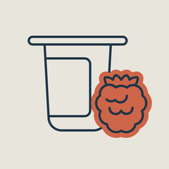 Yogurt cup with flavor raspberry vector icon