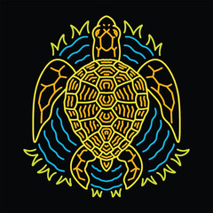 Colorful Monoline Turtle Vector Graphic Design illustration Emblem