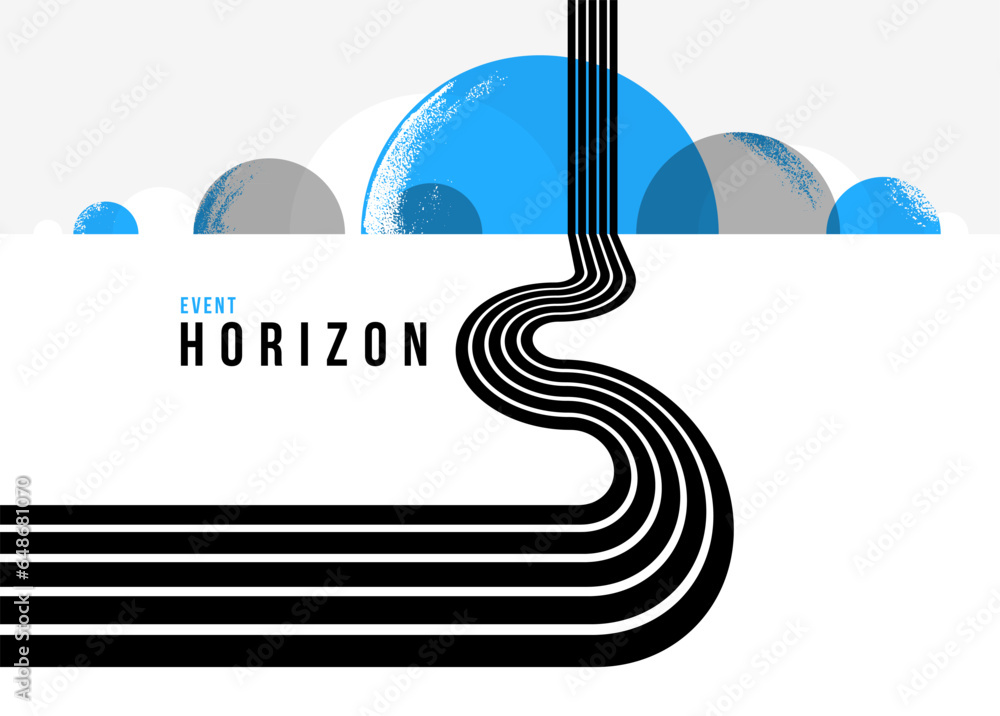 Poster 3d black and white lines in perspective with blue elements abstract vector background, linear perspe