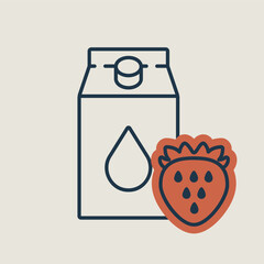 Carton of milk with flavor strawberry vector icon