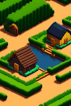 house on the hill isomorphic pixel art farmville in 2d