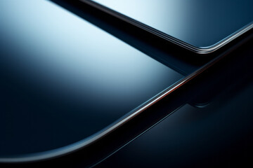 A close-up image of a blue metallic surface with a curved edge