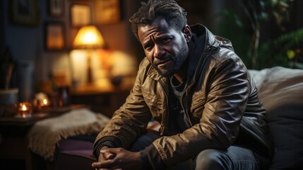 Obraz premium A crying man who looks very sad