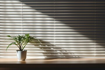 Realistic semi-transparent shadow overlay effect of window blinds on wall. Generative AI