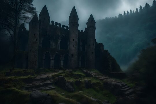 image of a haunted villa. AI Generative 