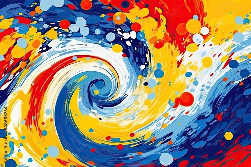 Poster a vibrant and modern abstract art pattern with swirling elements, evoking a sense of dynamic motion 