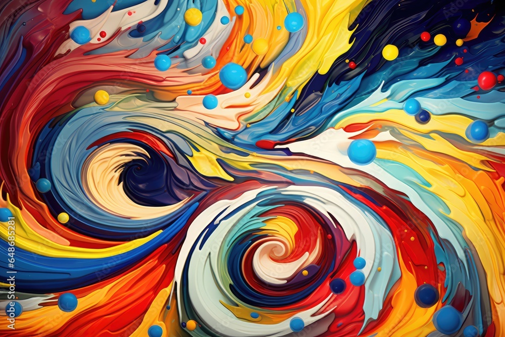 Aufkleber an abstract and textured art design with a bright mix of colors and liquid elements, creating a vibr