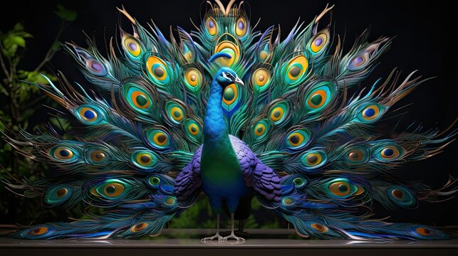 Majestic Peacock Displaying Vibrant Plumage in Full Splendor