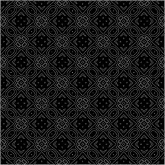 Black background with figures from dots . Black and white pattern for web page, textures, card, poster, fabric, textile. Repeating design.