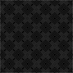 Black background with figures from dots . Black and white pattern for web page, textures, card, poster, fabric, textile. Repeating design.