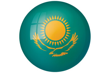 Flag of Kazakhstan. Kazakh national symbol in official colors. Template icon. Abstract vector background. Round glass light ball, 3D big bubble, sphere