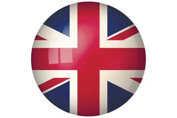Flag of United Kingdom. English national symbol in official colors. Template icon. Abstract vector background. Round glass light ball, 3D big bubble, sphere
