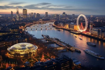 Foto op Canvas Aerial view of Christmas funfair in London © Irina Lav