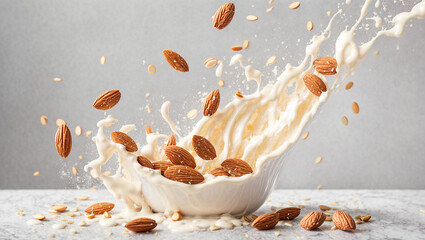milk, almonds, splash