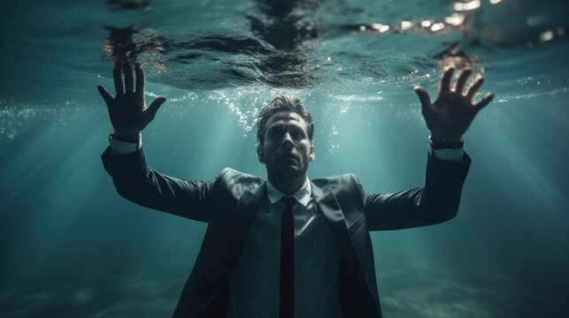 businessman drowning