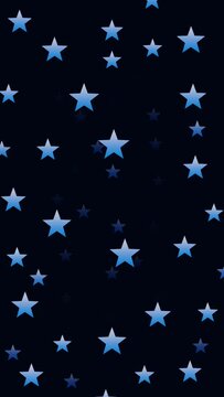 Vertical video cartoon blue stars flying in space loop animation background